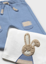 Newborn Boy Blue & Beige Bunny 3 - Piece Tracksuit
