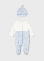 Newborn Boy Blue Bunny Dungaree & Hat Set