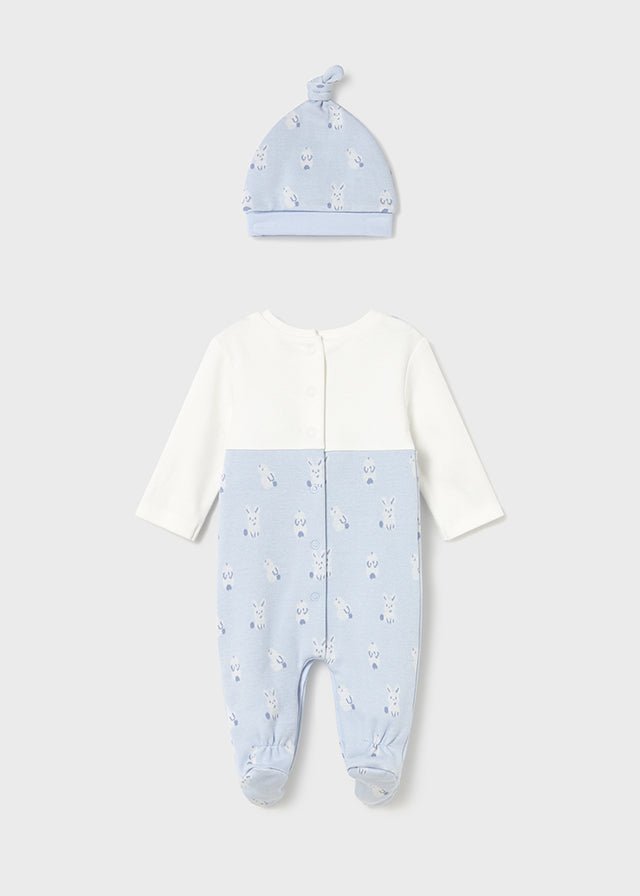 Newborn Boy Blue Bunny Dungaree & Hat Set