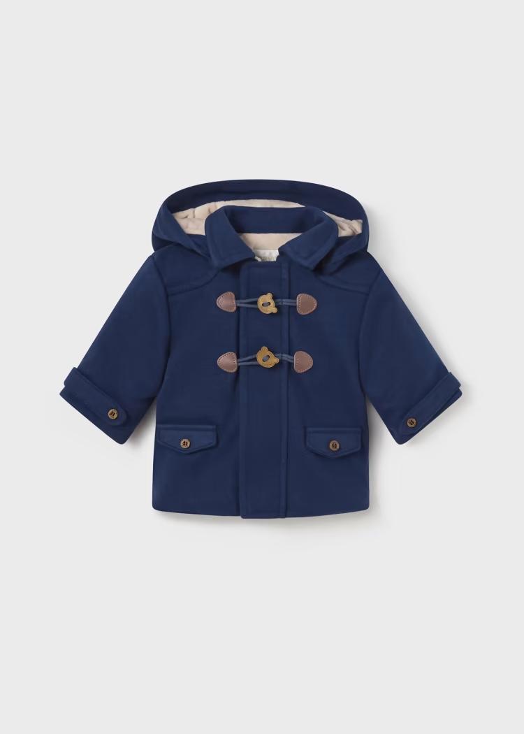 Newborn Boy Blue Duffle Coat With Bear Toggles
