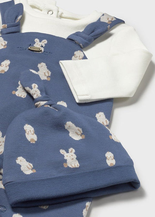 Newborn Boy Blue Dungaree & Hat Set