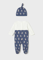 Newborn Boy Blue Dungaree & Hat Set