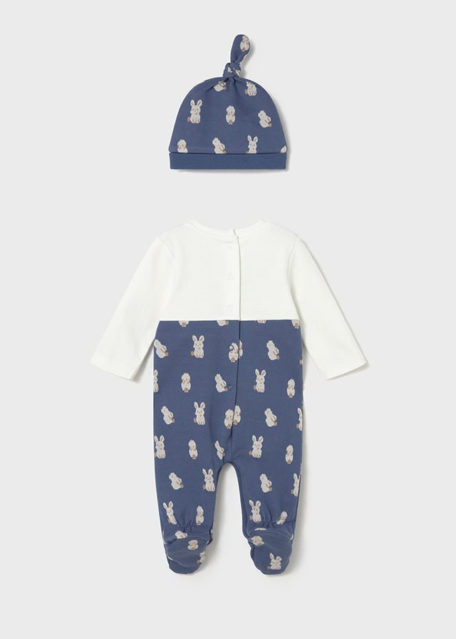 Newborn Boy Blue Dungaree & Hat Set