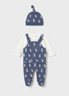 Newborn Boy Blue Dungaree & Hat Set