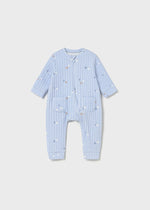 Newborn Boy Blue Ribbed Long Bodysuit