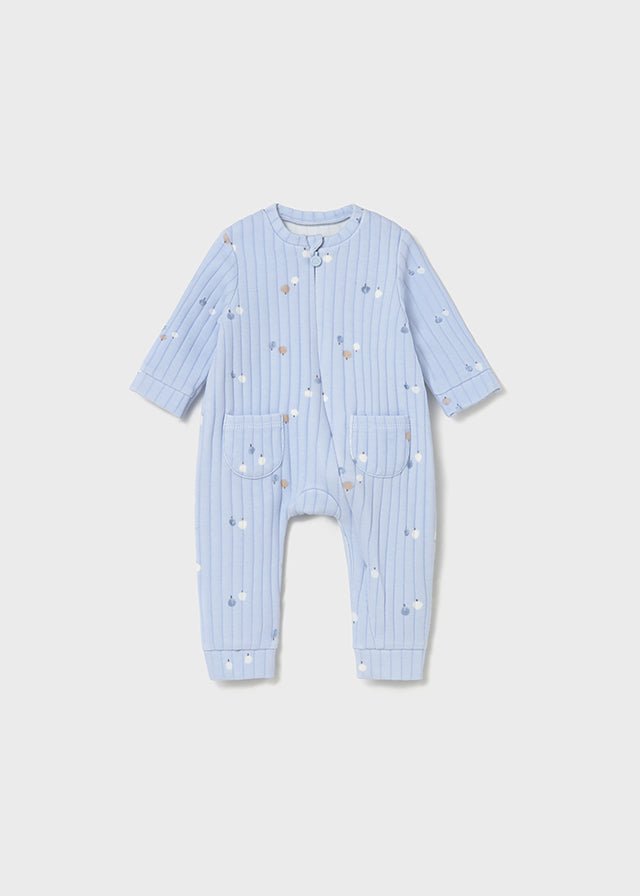 Newborn Boy Blue Ribbed Long Bodysuit