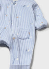 Newborn Boy Blue Ribbed Long Bodysuit
