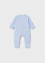 Newborn Boy Blue Ribbed Long Bodysuit