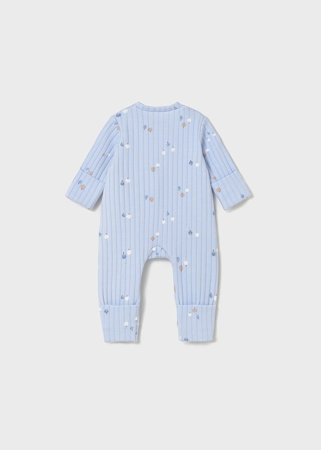 Newborn Boy Blue Ribbed Long Bodysuit