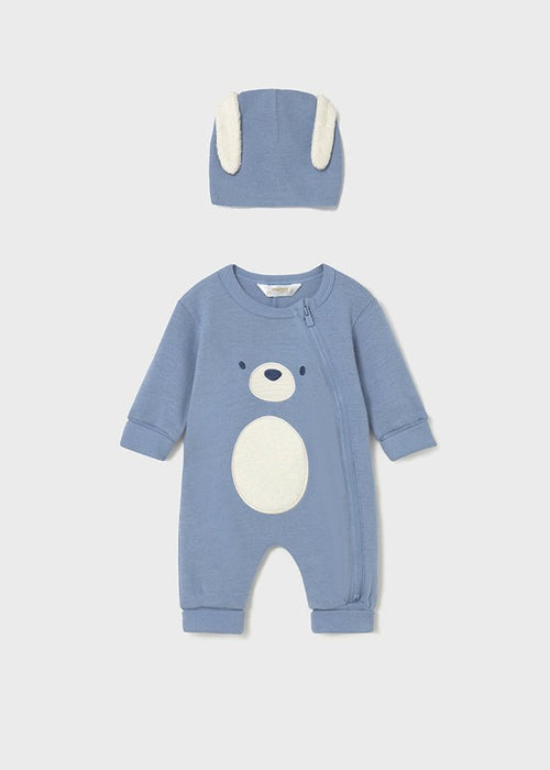 Newborn Boy Blue Romper & Hat Set