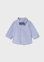 Newborn Boy Blue Shirt with Bow Tie