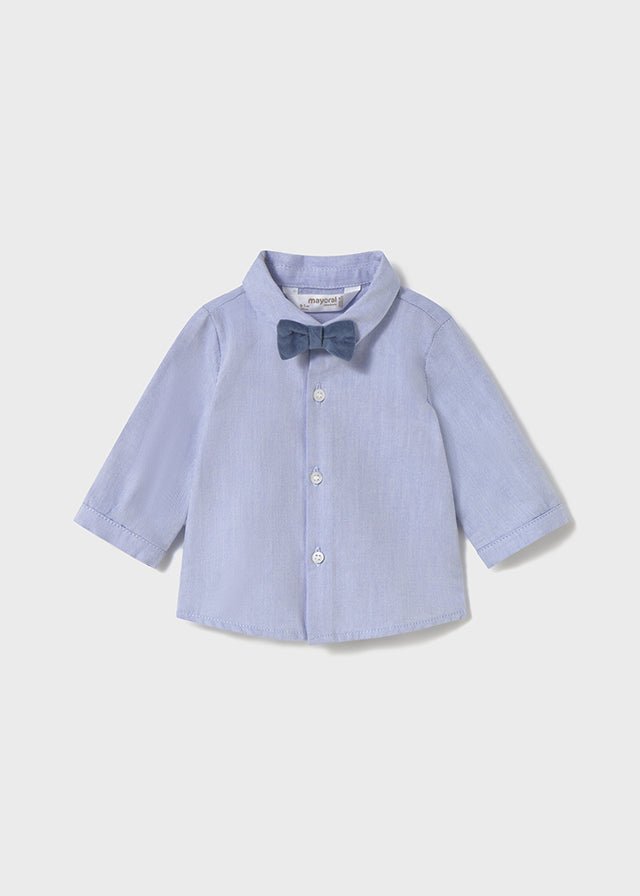 Newborn Boy Blue Shirt with Bow Tie
