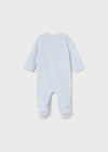 Newborn Boy Blue Velour Bunny Babygrow