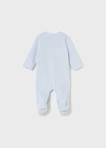 Newborn Boy Blue Velour Bunny Babygrow