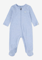 Newborn Boy Blue Zip - Up Coverall & Hat Set