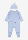 Newborn Boy Blue Zip - Up Coverall & Hat Set