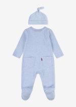 Newborn Boy Blue Zip - Up Coverall & Hat Set