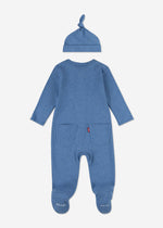 Newborn Boy Blue Zip - Up Coverall & Hat Set