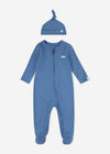Newborn Boy Blue Zip - Up Coverall & Hat Set