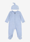 Newborn Boy Blue Zip - Up Coverall & Hat Set