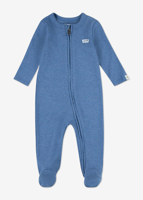 Newborn Boy Blue Zip - Up Coverall & Hat Set
