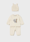 Newborn Boy Cream Corduroy Tracksuit With Hat