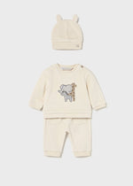 Newborn Boy Cream Corduroy Tracksuit With Hat