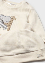 Newborn Boy Cream Corduroy Tracksuit With Hat
