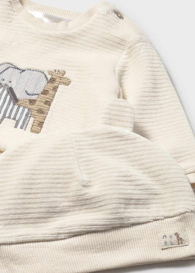 Newborn Boy Cream Corduroy Tracksuit With Hat