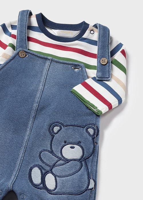 Newborn Boy Denim Look Fleece Dungaree Set