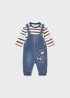 Newborn Boy Denim Look Fleece Dungaree Set
