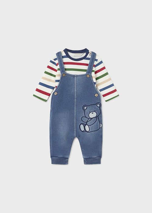 Newborn Boy Denim Look Fleece Dungaree Set