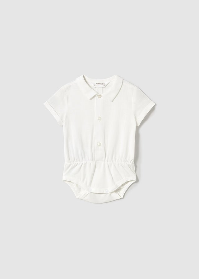 Newborn Boy Ivory Cotton Bodysuit Shirt –