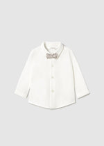 Newborn Boy Ivory Long Sleeve Shirt & Bow Tie