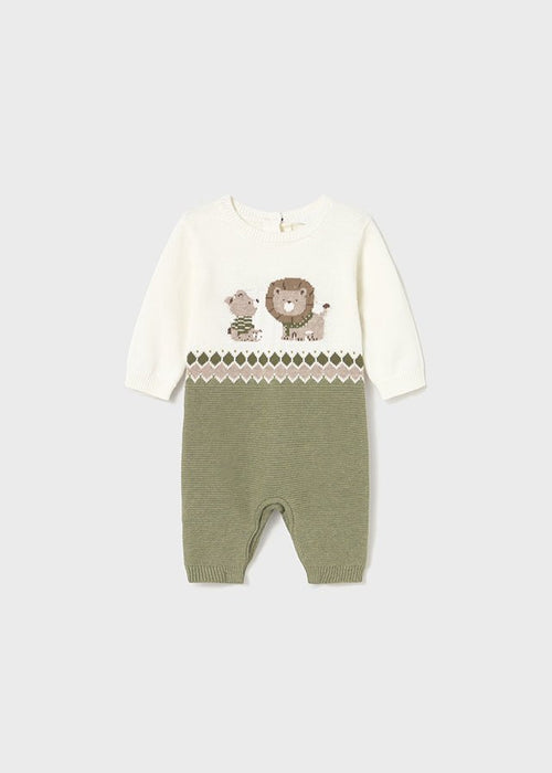 Newborn Boy Lion Knit Tricot Romper