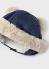 Newborn Boy Navy Bear - Ear Faux Fur Hat