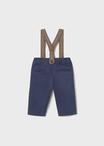Newborn Boy Navy Trousers with Suspenders