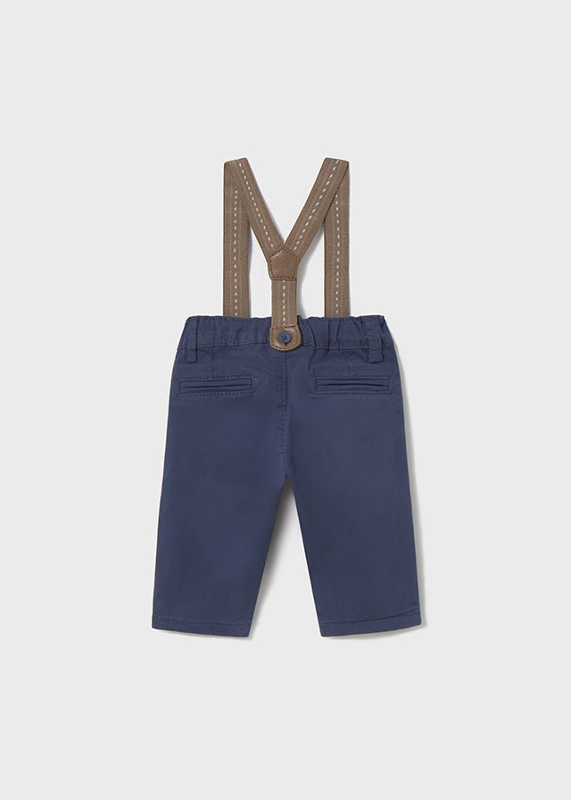 Newborn Boy Navy Trousers with Suspenders