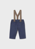 Newborn Boy Navy Trousers with Suspenders