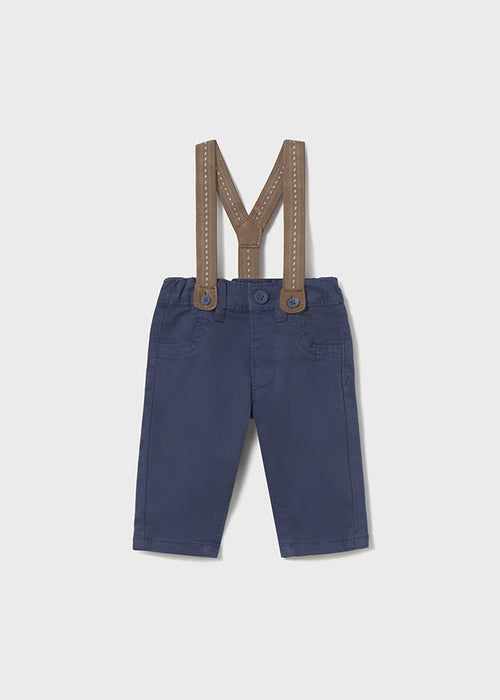 Newborn Boy Navy Trousers with Suspenders