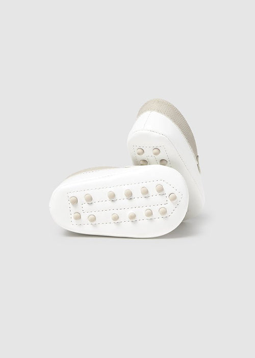 Newborn Boy Off - White Moccasins with Contrast Trim