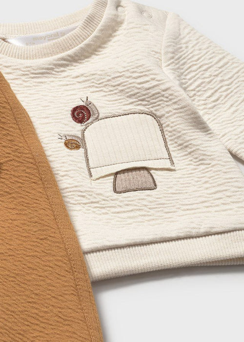 Newborn Boy Outfit with Mushroom Embroidery
