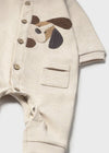 Newborn Boy Puppy Appliqué Long Bodysuit