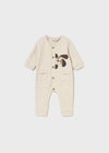 Newborn Boy Puppy Appliqué Long Bodysuit