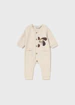Newborn Boy Puppy Appliqué Long Bodysuit