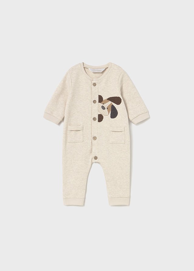 Newborn Boy Puppy Appliqué Long Bodysuit