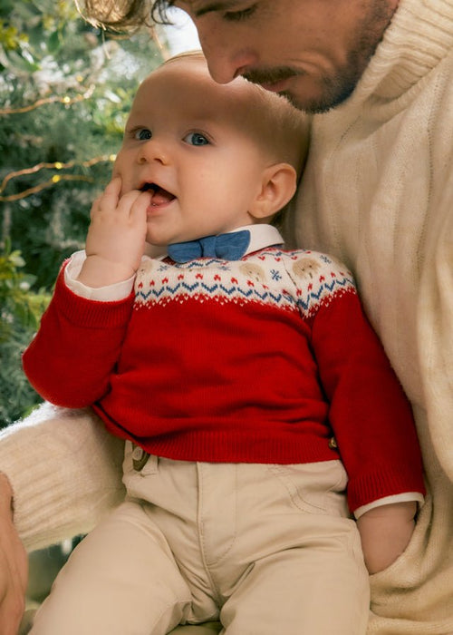 Newborn Boy Red Christmas Knit Jumper