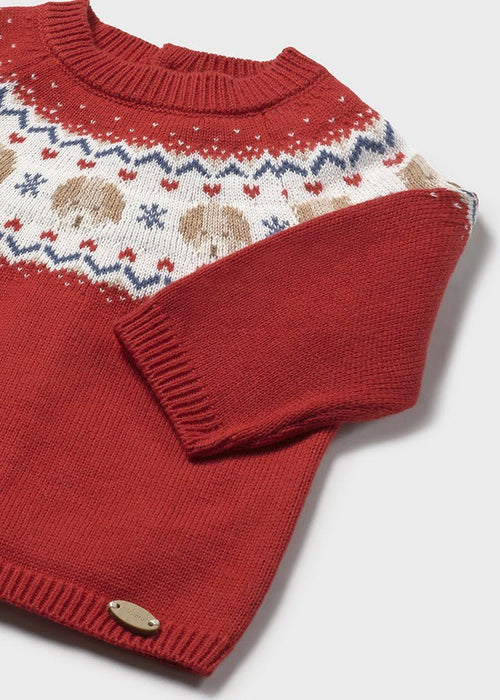 Newborn Boy Red Christmas Knit Jumper