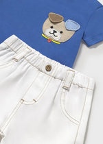 Newborn Boy Shorts Set with Blue T-Shirt