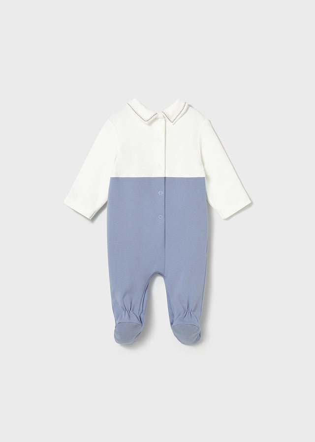 Newborn Boy Smart Collar Romper with Pocket